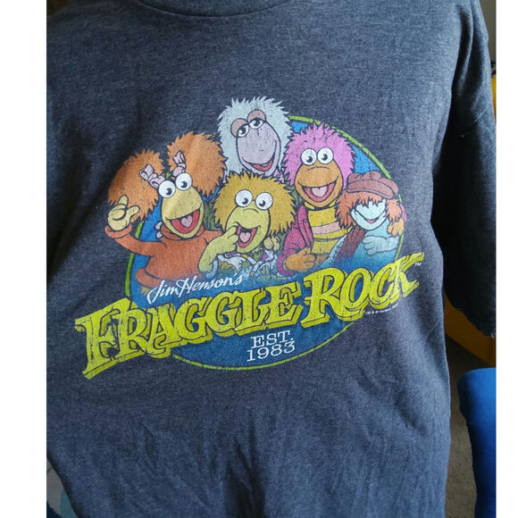 Vintage Fraggle Rock Charcoal gray tshirt Men's L 1980s Licensed - Picture 3 of 6